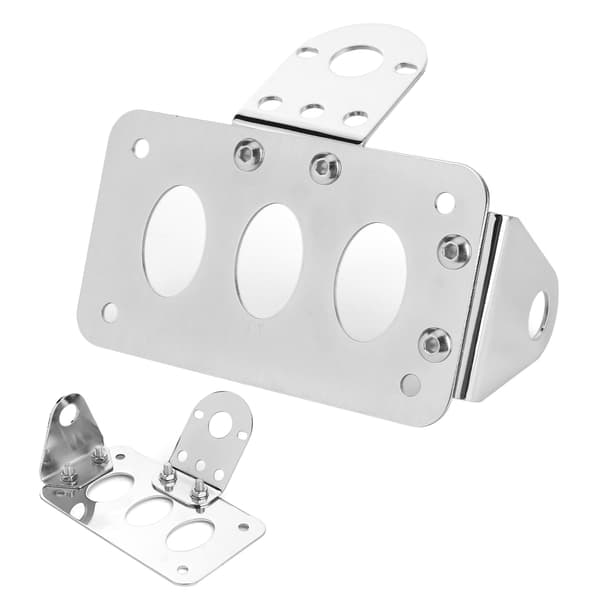 Motorcycle License Plate Holder Side Mount Taillight Aluminum Alloy Frame Silver