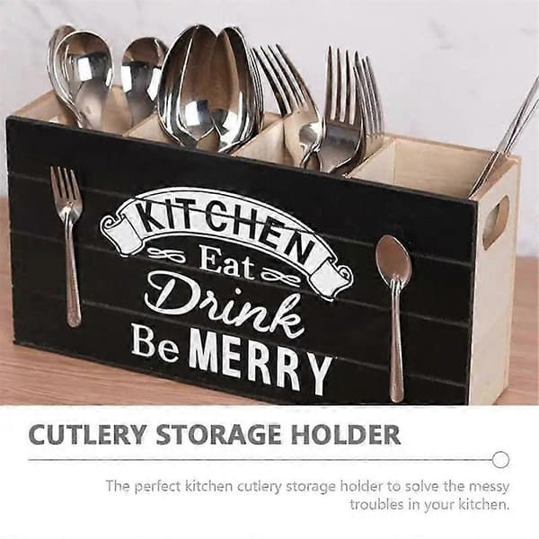 Spoons Cutlery Wooden Box Storage Box Utensils Kitchen Countertop For Kitchen And Home A