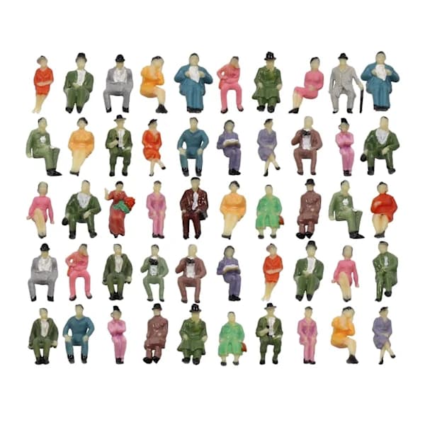 50 Pieces 1:87 Scale Painted Figures People Figurines for Model Train Sand Table