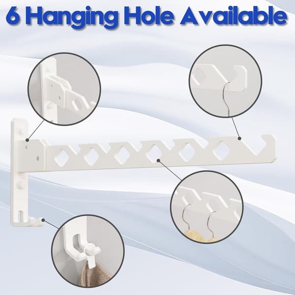 Foldable Wall-Mounted Clothes Hanger, Aluminum Drying Hook for Laundry Room or Wardrobe, White, 35 cm White White