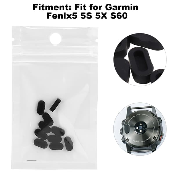 10 kpl/setti silikoninen pölysuojatulppa, sopii Garmin Fenix5 5S 5X S60 -älykelloon (musta)