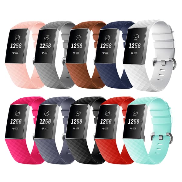 Silikone sportsarmbånd til smartwatch, erstatningsrem kompatibel med Fitbit Charge 3