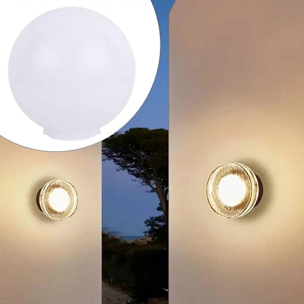 Solcellelampe Globeskærm - Nem Installation Rund Hvid Lampeskærm til Loftslamper & Lampestolper 25cm 9,84 tommer