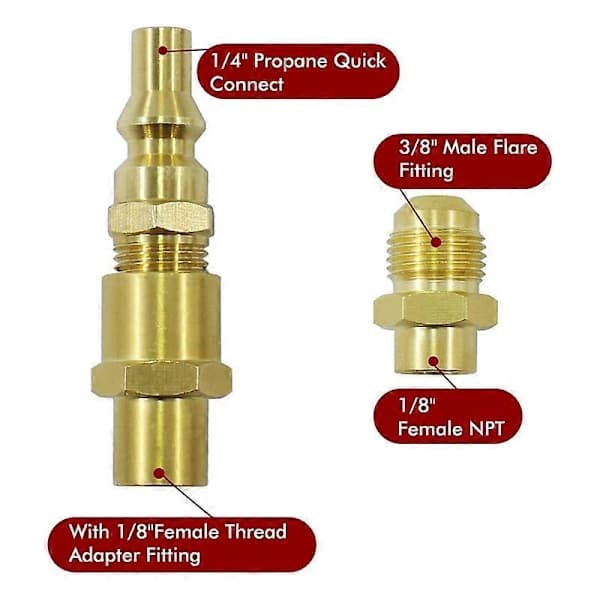 1/4 inch RV Propane Quick Connect Brass Fitting for Weber Q100 Q1000 Q200 Q2000 RV Grills 2-pack