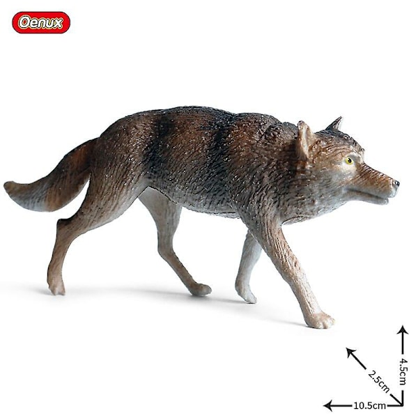 Oenux classic savage wild wolves animals model action figures baby gray wolf  wolfhound pvc high quality education kid toy gift Without box8