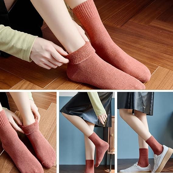 5 Pairs Women's Socks, Thick Winter Socks, Cozy Socks, Soft Breathable Socks