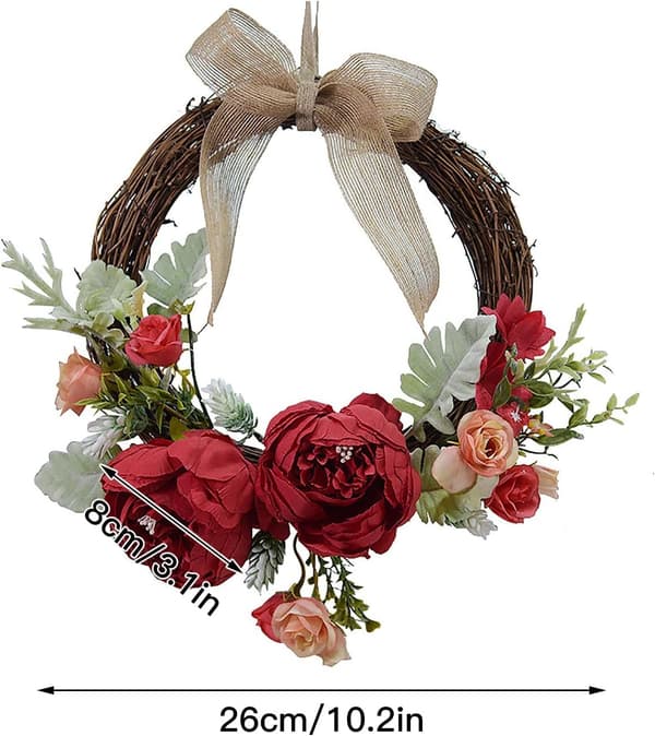 Door Wreath, 10.25 \" Artificial Non-Fading Peony, Decorative Hanging