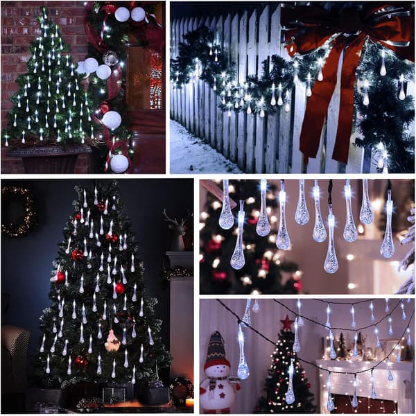 Udendørs solcelle juletræslys, kold hvid, 30 LED, 6,5 m