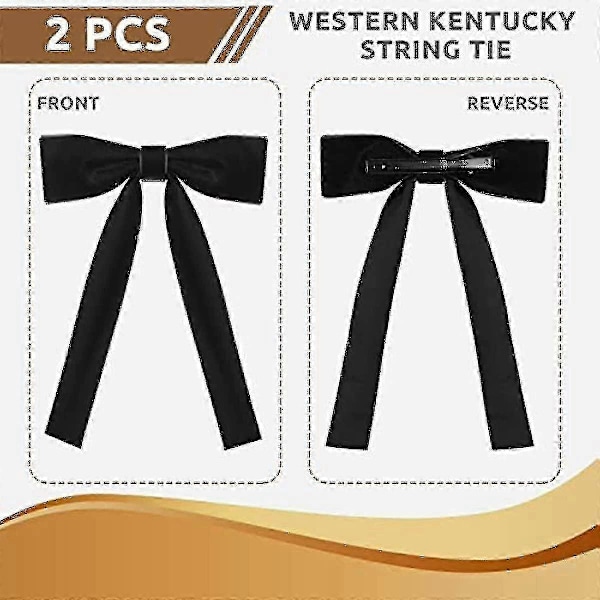 2-pakkimiesten länsimaiset solmionauhat Kentucky String Tie Clip-on perhoset Colonel Sanders musta cowboy-perhonen juhlaan musta One Size