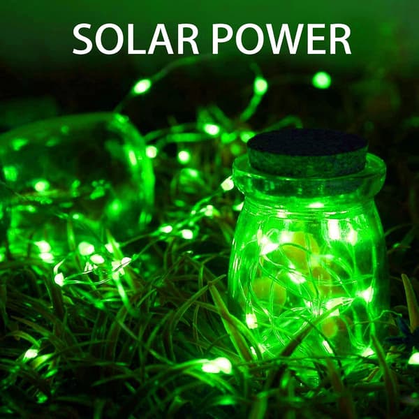 Solar Powered Outdoor String Lights, 2-Pack 39ft Total 100 LED Solar Waterproof String Lights 8 Modes (Green)