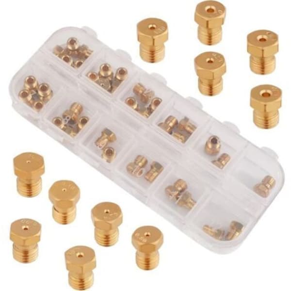 LPG Stove Conversion Kit (36 Pieces), Brass Replacement Nozzles for Gas Burners.