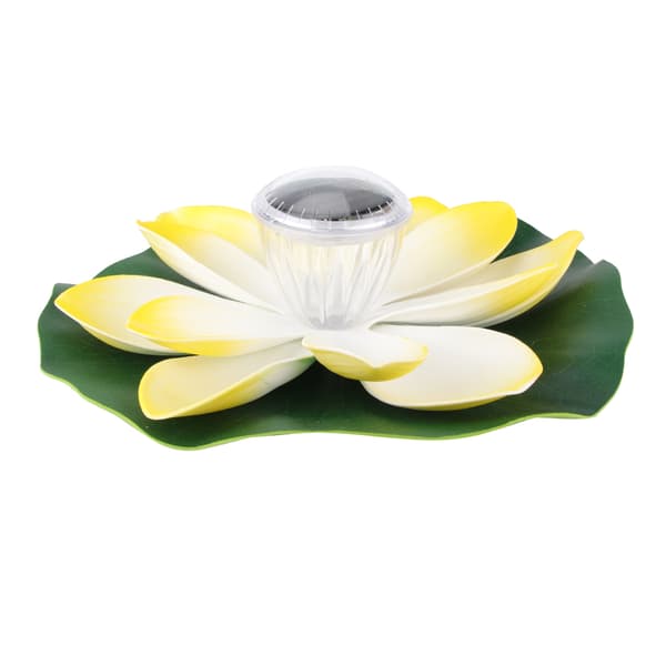 Solar Pond Pool Lights LED Color Changing Lotus Flower Waterproof Floating Lamp Light Yellow