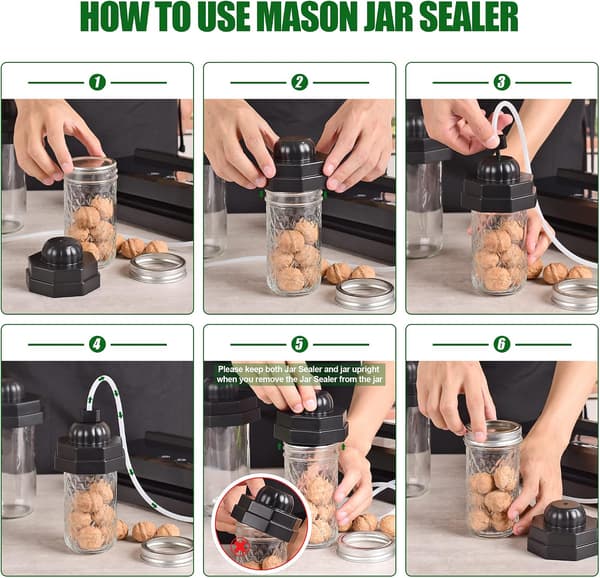 Universal Regular och Wide Mouth Mason Jar Sealer, Kompatibel med