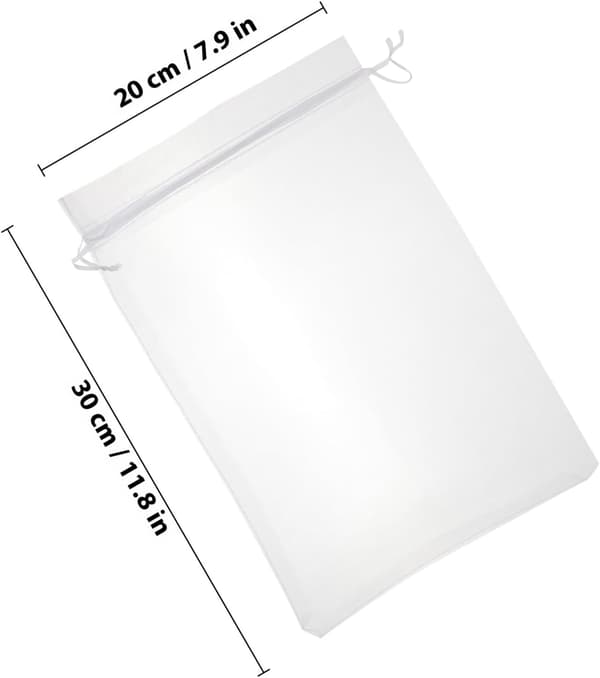 Fruktnätpåsar med dragsko 25 st organza polyester andas -
