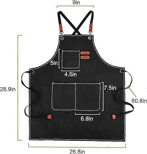 Canvas Aprons for Men with Pockets, Adjustable Strap and Large Pockets, Kitchen Apron for Cooking, Baking and Chef