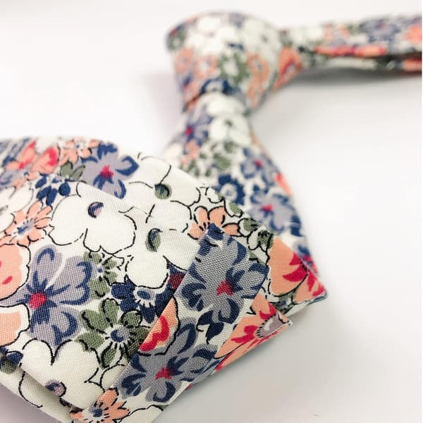 Bomullsblomstret slips for menn 2,56'' trykt smalt (rosa+oransje) -