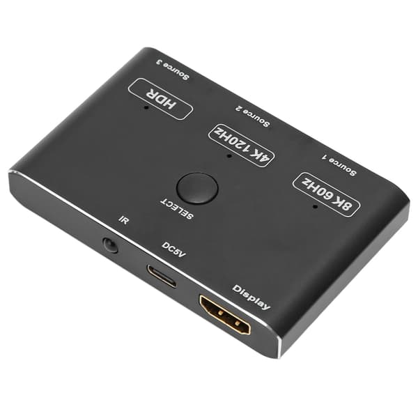 HD Multimedia Interface Switcher HDR 3 inn 1 ut 8K HD Multimedia Interface Splitter med retningsbestemt fjernkontroll