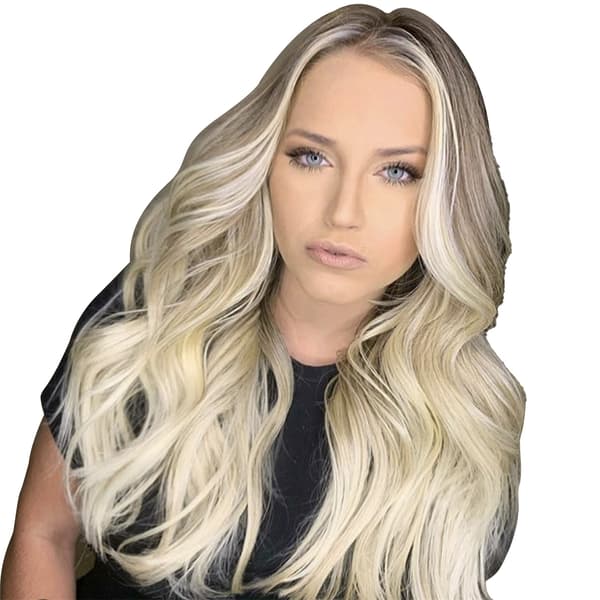 Long Curly Wig Heat Resistant Adjustable Strap Breathable Natural Looking Gradient Blonde Synthetic Wig