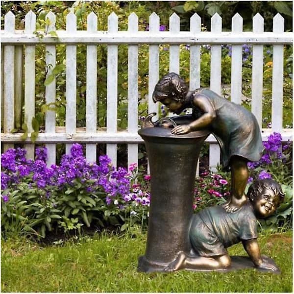 Indendørs/udendørs harpiks springvandsstatue, haveskulptur, gårdhavekunstdekoration P2