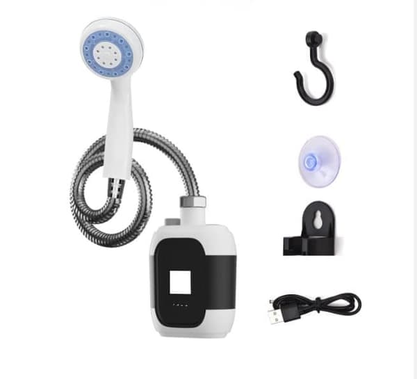 Portable Camping Shower with USB Charging – Electric Pump, LED Light_TF_TF