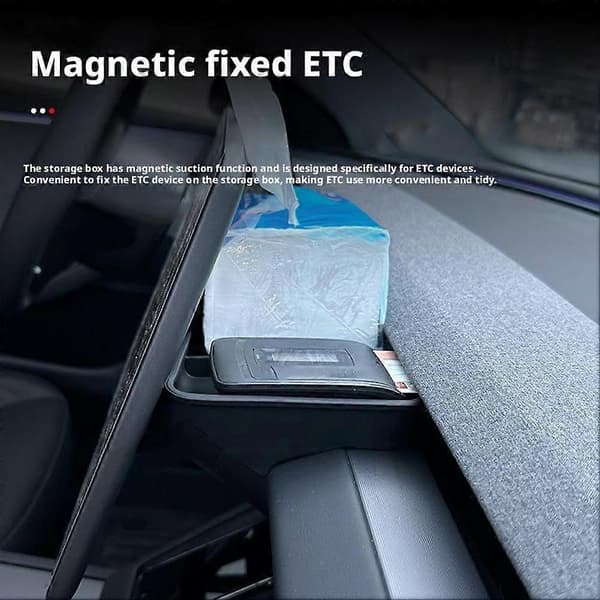 ETC opbevaringsboks på det centrale kontrolpanel til Tesla Model Y Juniper 2025