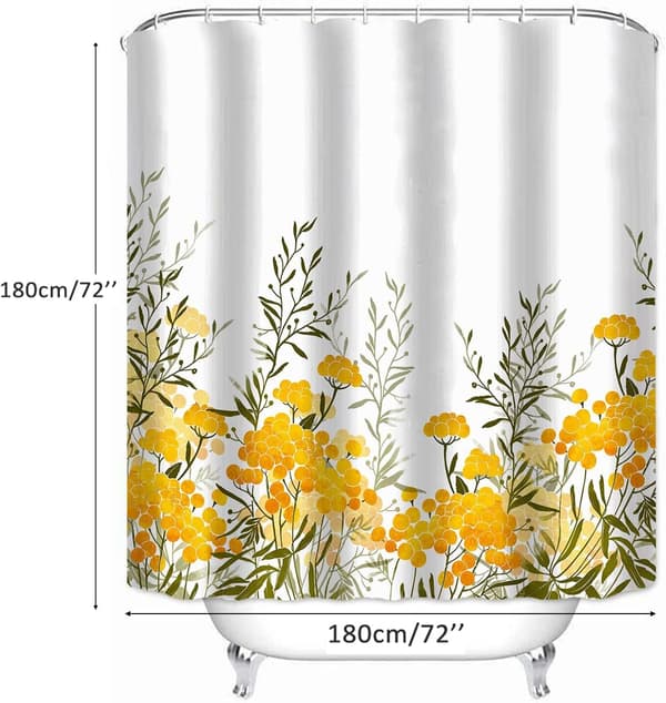Dusjforheng, stoff dusjforheng foret gul blomstret Sh