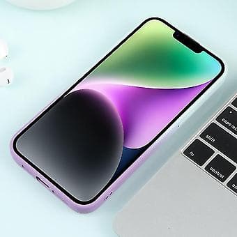 Gradient Starry Silikontelefondeksel til iPhone 15 med linsefilm (hvit lilla)