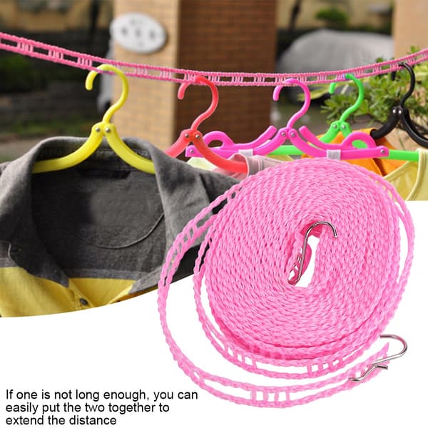 Portable Outdoor Clothesline Clothesline Non-slip Laundry Drying Rope 5 M Thickened (Pink)