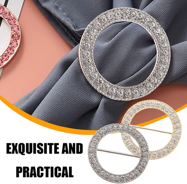 4-pakning Strass T-skjorte Klips Mote Skjerfklips Ring Elegant Skjerf Midjespenne