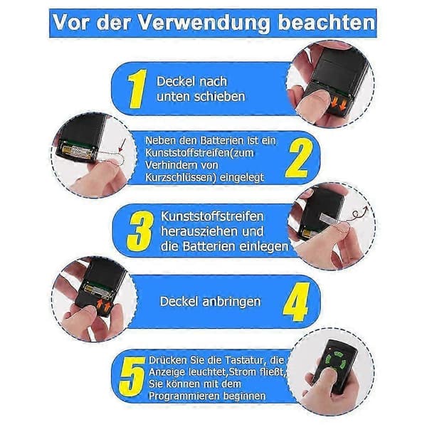 Garageportfjernkontroll fast kode kopierbar 26.995 mhz hsm4 hs4 hse4 [DB]
