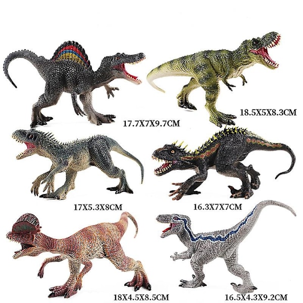 Uudet jurakauden dinosauruksen pienoismallit T-rex Velociraptor Spinosaurus Dilophosaurus Eläinmalli Toimintahahmot Keräily Lasten lelu Dinosaur-5