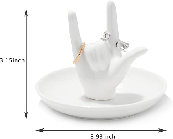 JEG ELSKER DIG Håndringholder Ringfad Keramisk Smykkeholder Fad Pyntefad til Ringe Øreringe Halskæde Organizer