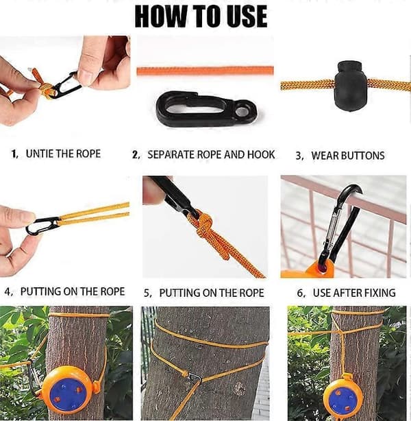Justerbar Camping Klesvaskline, 10m Anti-Tangle Uttrekkbar