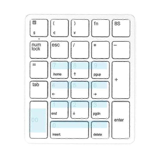 Wireless Numeric Keypad 2.4GHz Wireless Rechargeable Numeric Keypad for Laptops, White