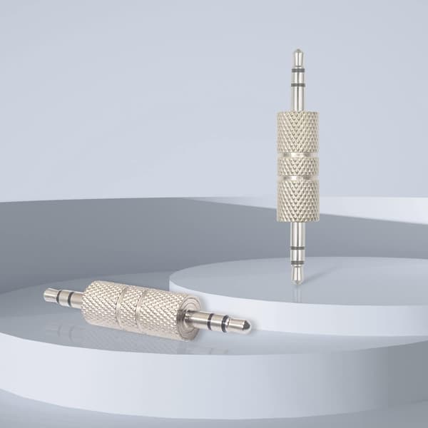 3,5 mm hann til hann lydadapter metall sølv 3 pol 3,5 mm stereojack