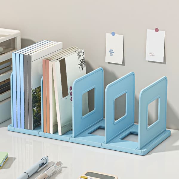 Plast bokstøtte Desktop File Sorter for skolekontoret Glacier Blue