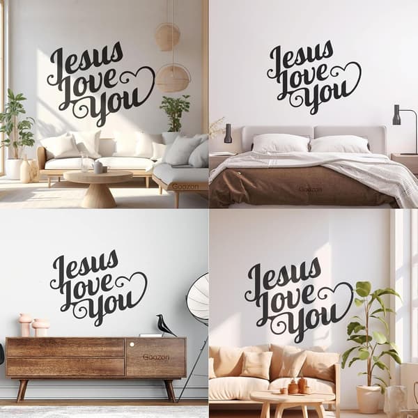 Jesus Älskar Dig Typografia Seinätarra Tarra 40x50.3cm Siirtofilmisarjalla Musta