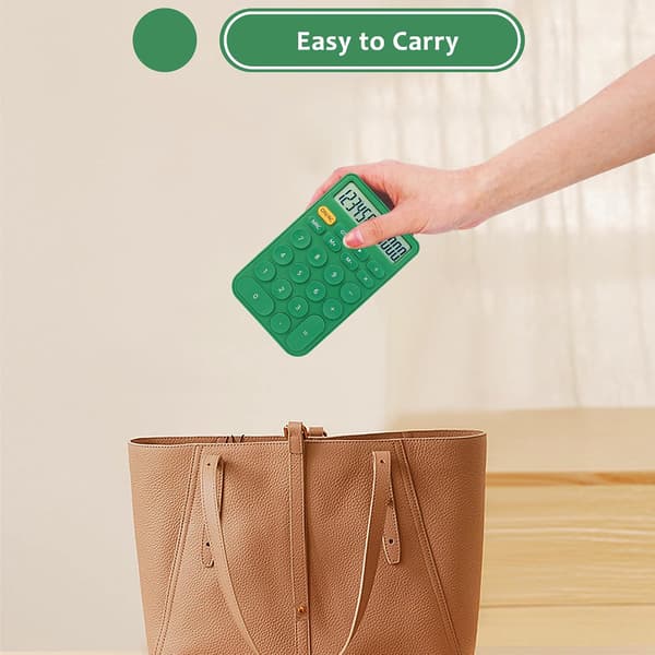 Standard Calculator 12 Digits, Desktop Large Display and Buttons, Calculator with Large LCD Display, Automatic Sleep Mode, with Battery, Green