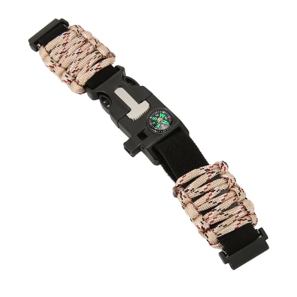 6-in-1 Paracord Watch Strap 22mm Buckle with Fire Starter Compass Whistle Suitable for Huami Desert Camouflage