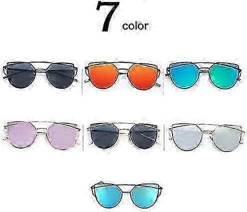 RetroUV Store Cat Eye Solbriller Flade Spejllinser Metalramme Dame Mode