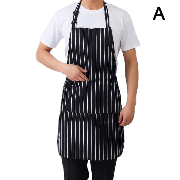 Stripet justerbart halvlangt forkle for voksne, hotell, restaurant, kokk, servitør, forkle, kjøkken, baking N1n8