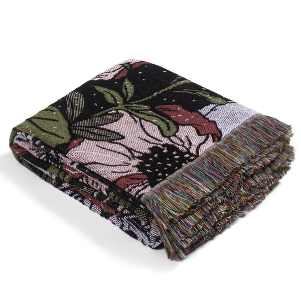 1 pc 160x130cm knitted throw blanket decorated with fringes Bo