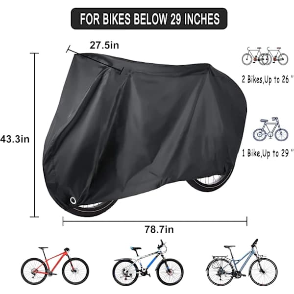 Bicycle Cover Waterproof Windproof UV Resistant for 1 or 2 Bikes Outdoor Storage Black