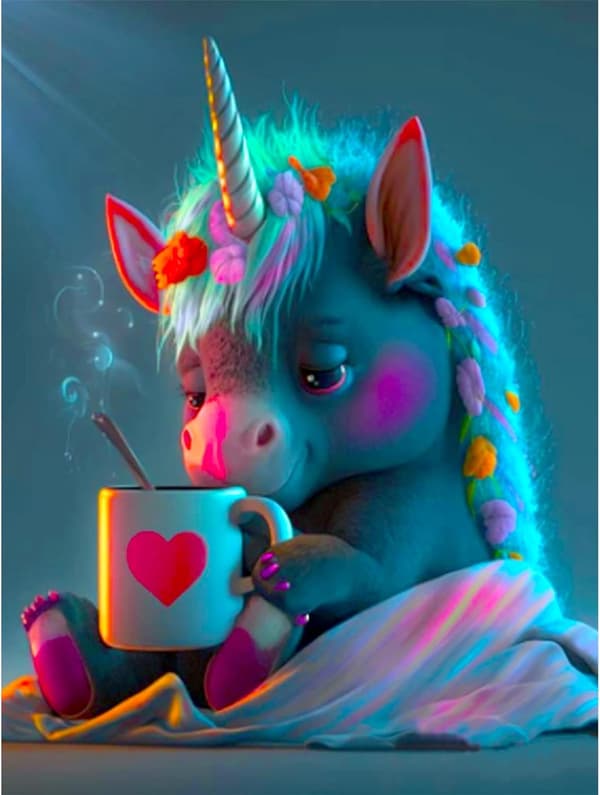 Diamantmalingssett, Baby Unicorn 5D DIY Diamantmalingskunst Cr