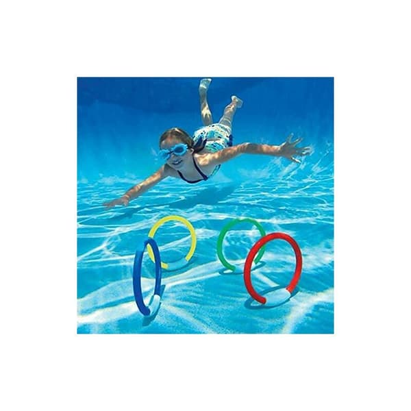 Sæt med 4 dykkerringe til børn - Undervandslegetøj til pool - Sjovt legetøj til dykning og pool