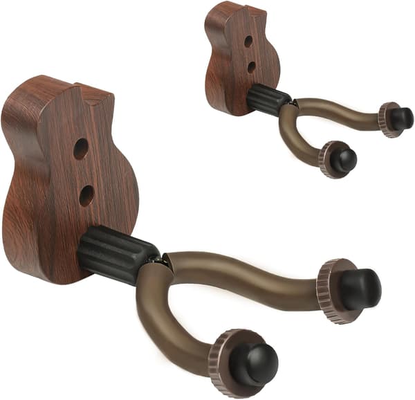 Guitar Wall Mount, Wall Mountable Universal Guitar Hanger with Base, Guitar Hook Holder, Ukulele, Guitar Accessories (2-Pack)