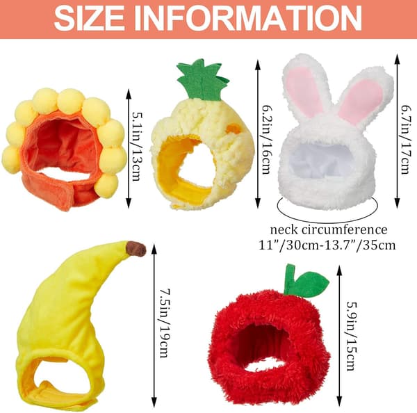 5 st kattmössor kattdräkt kaninhatt med öron rolig ananas
