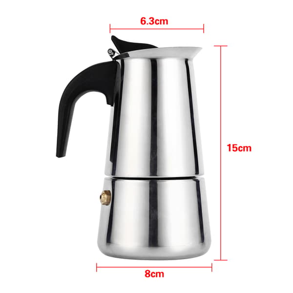 Perkolator Moka Pot Kaffemaskine i rustfrit stål til komfur til hjemme- og kontorbrug (100 ml)