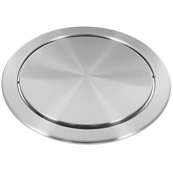 Trash Can Lid Simple Trash Chute Built-in Countertop Round Lid Swing Flap Trash Can Lid for Kitchen Silver silver