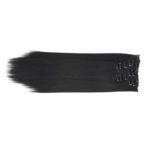 6 kpl suora hiuslisäke 60 cm pidennyshiuslisäke 16 klipsillä cosplay-juhliin